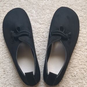 New Black Slip-On Ballet Flats with Rope Knot Accent